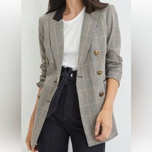 Veronica Beard Ellette Dickey Jacket in Ecru and Camel Houndstooth Blazer size 6